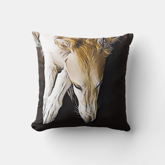 Almohada de pintura Borzoi (Anverso)