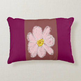 almohada de pintura de flor rosa