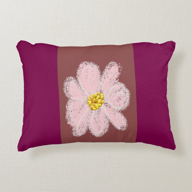 almohada de pintura de flor rosa (Anverso)