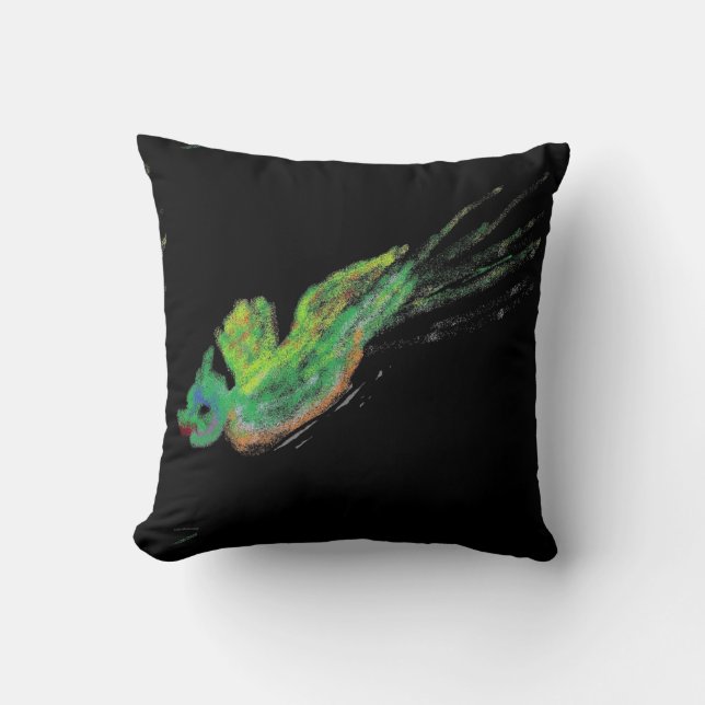 almohada de pintura de pájaro verde (Anverso)