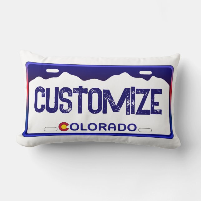 almohada de placa de matrícula azul de Colorado, p (Anverso)