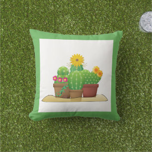 Almohada de plantas de cactus en maceta para porch