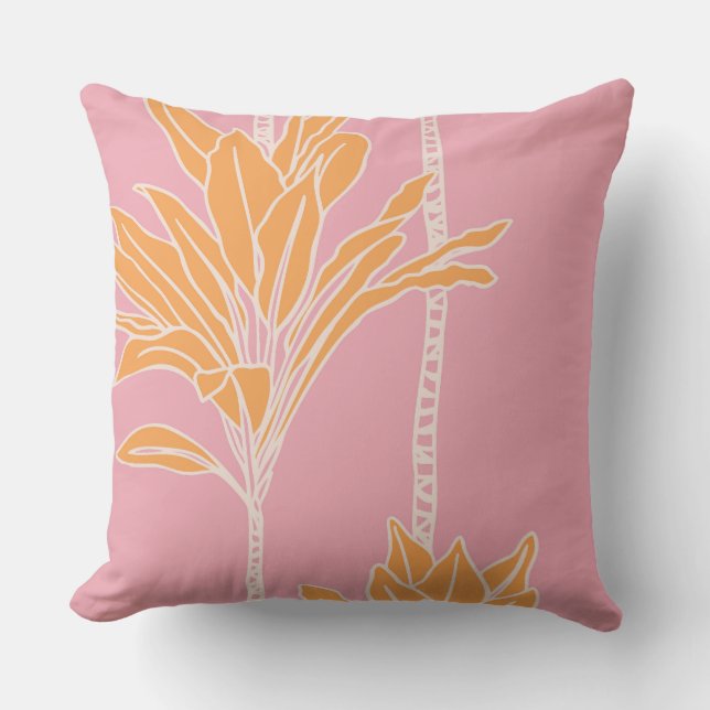almohada de plantas de hoja de ti de estampado haw (Anverso)