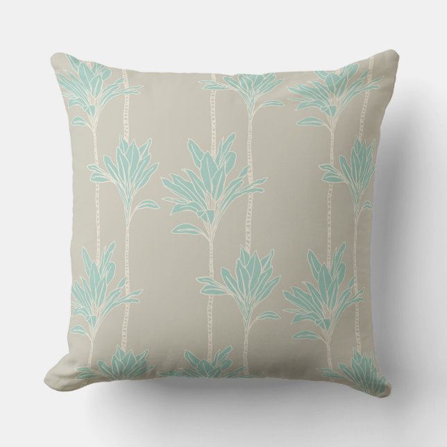 almohada de plantas de hoja de ti de estampado haw (Anverso)