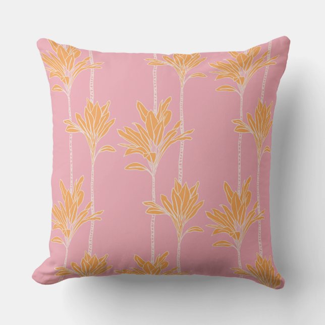 almohada de plantas de hoja de ti de estampado haw (Anverso)