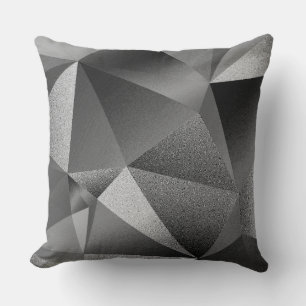 Almohada de plata facetada geométrica de diamante