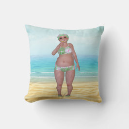 Almohada de playa con divertida belleza del baño