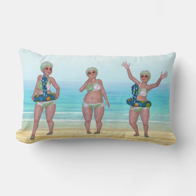 Almohada de playa con divertida belleza del baño (Anverso)