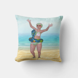 Almohada de playa con divertida belleza del baño