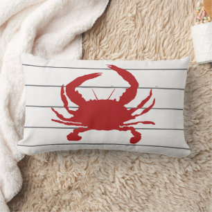 Almohada de playa con pintura de cangrejo rojo en