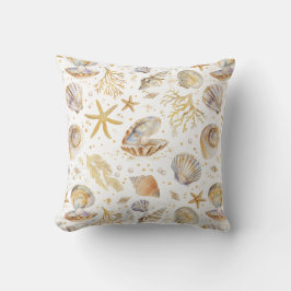 Almohada de playa de acuarela Little Pearl | Océan