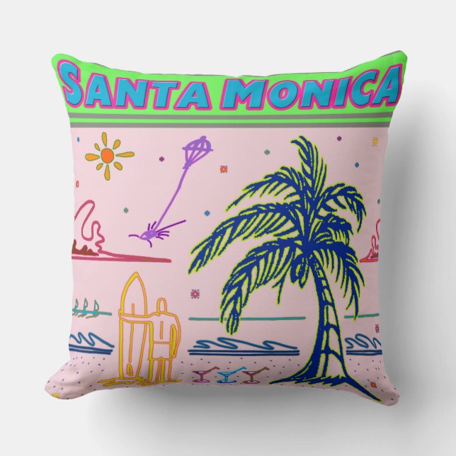 Almohada de playa de Surfer "Santa Mónica" (Anverso)