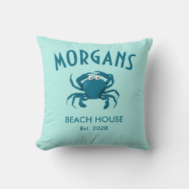Almohada de playa personalizada Blue Crab Beach
