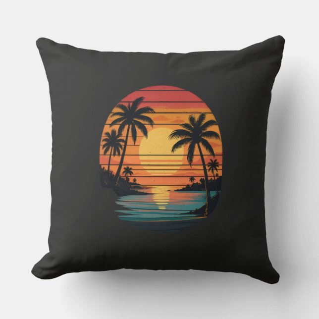 Almohada de playa puesta de sol tropical (Anverso)