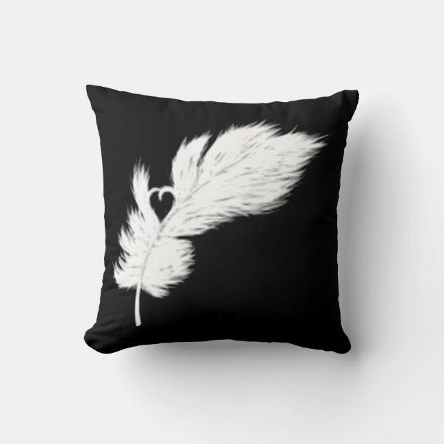 almohada de plumas de ángel blanco y negro (Anverso)