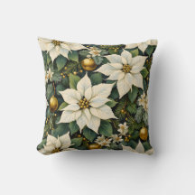Almohada de poinsettia blanca de Navidad