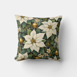 Almohada de poinsettia blanca de Navidad