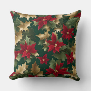 almohada de poinsettias en abundancia