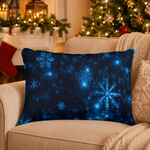 Almohada de poliéster de copos de nieve azules pro