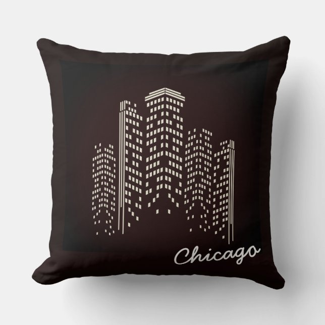 Almohada de poliéster del horizonte de Chicago (Anverso)