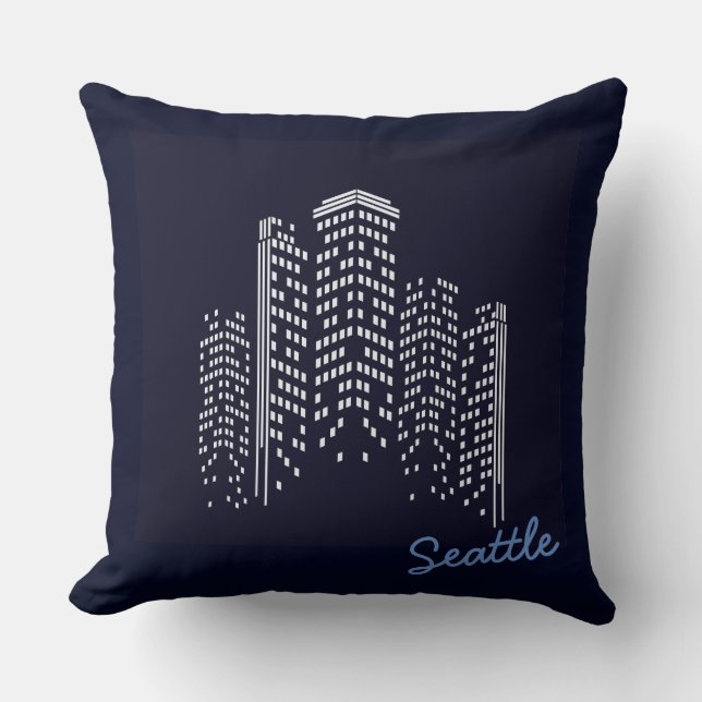 Almohada de poliéster del horizonte de Seattle (Anverso)
