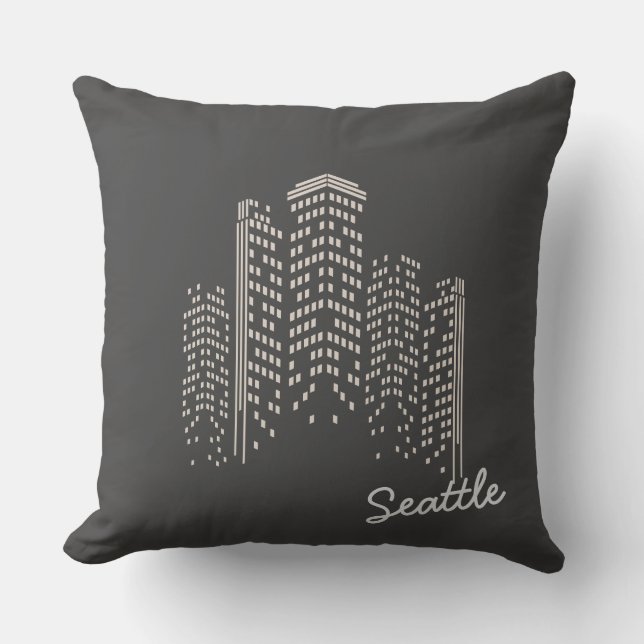 Almohada de poliéster del horizonte de Seattle (Anverso)