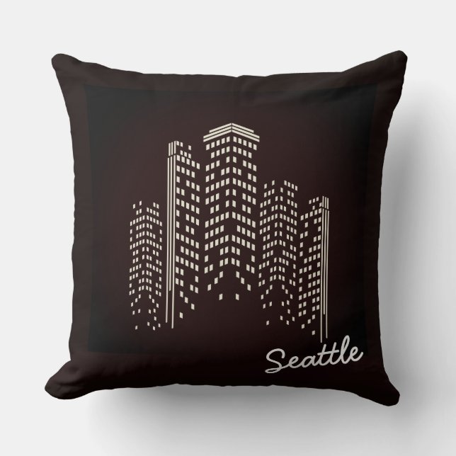 Almohada de poliéster del horizonte de Seattle (Anverso)