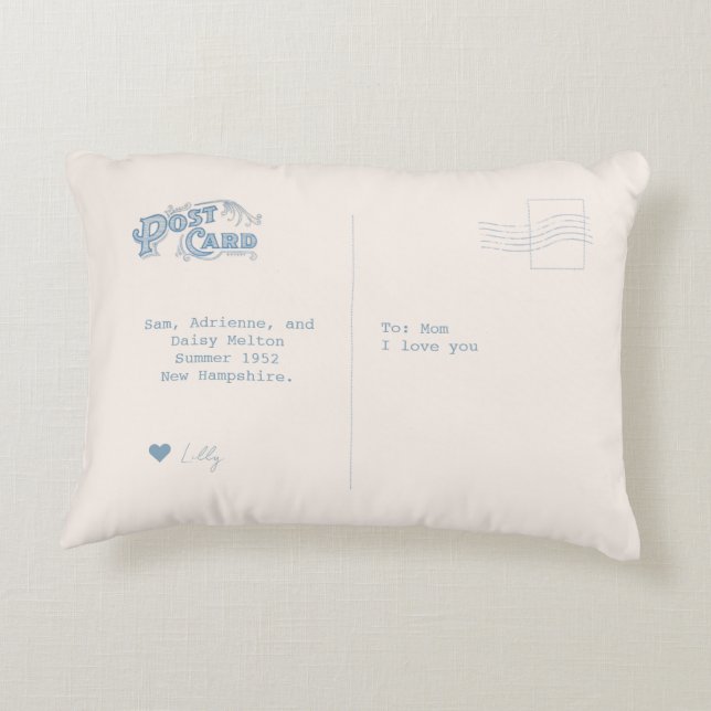 Almohada de postal de la cosecha de fotos familiar (Reverso)