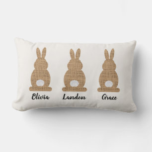 Almohada de primavera de arpillera con nombre pers