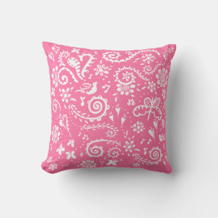 almohada de primavera en rosa y blanco