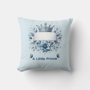 Almohada de Principe Real Corona Floral Azul