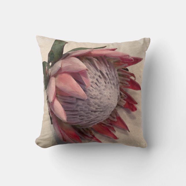 Almohada de Protea en acuarela tamaños variantes (Anverso)