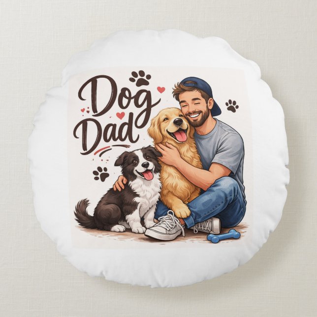Almohada de Proud Dog Dad – Hogar de Amante de Per (Anverso)