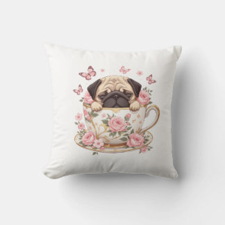 Almohada de Pug Blossom Dreams – Pug Floral Lindo 