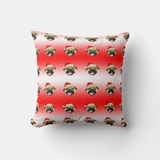 Almohada de Pug de Navidad (Anverso)