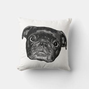 Almohada de Pug Sonriente con Puntos