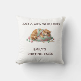 Almohada de punto grueso y acogedor gato con nombr