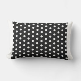 almohada de puntos de polka grande en blanco y neg