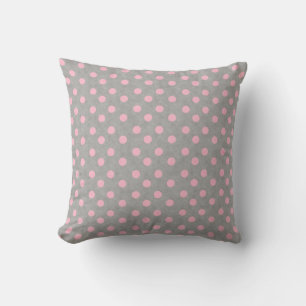 Almohada de puntos de polka gris y rosa