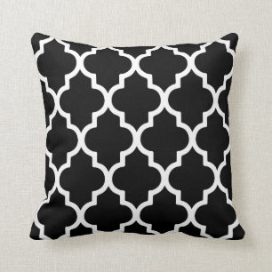 Almohada de Quatrefoil/blanco y negro