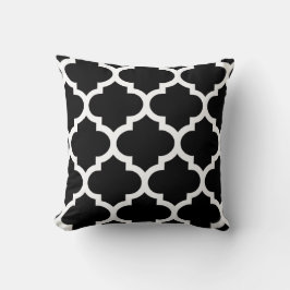 Almohada de Quatrefoil en blanco y negro