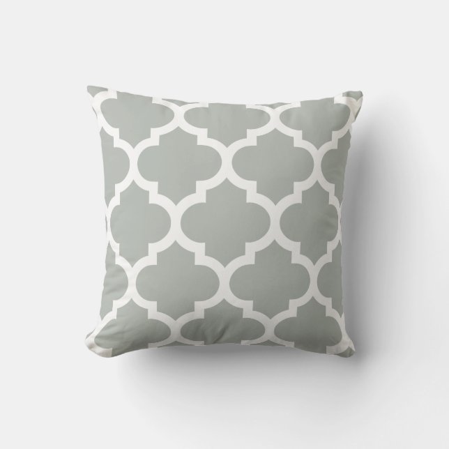Almohada de Quatrefoil en gris plateados (Anverso)