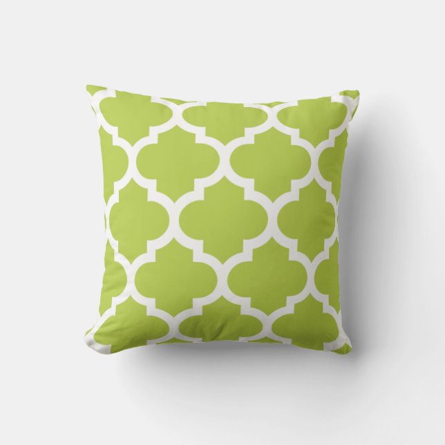 Almohada de Quatrefoil en verde verde oliva (Anverso)