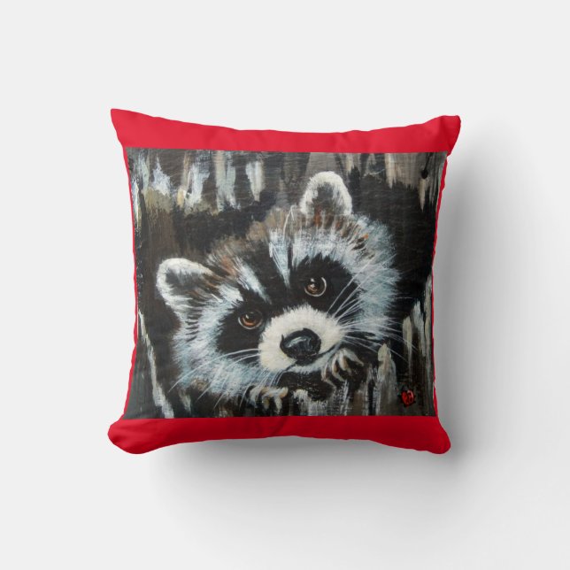 almohada de raccoon y bug de lady (Anverso)