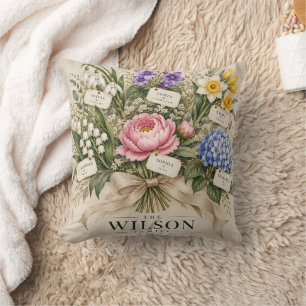 Almohada de ramillete de flores de nacimiento de l
