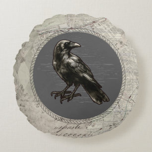 Almohada de Raven Gris Vintage Dark Academia Goth