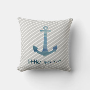Almohada de raya náutica ancla marinero pequeño