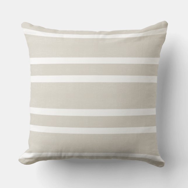Almohada de rayas blancas y neutros cálidos (Anverso)