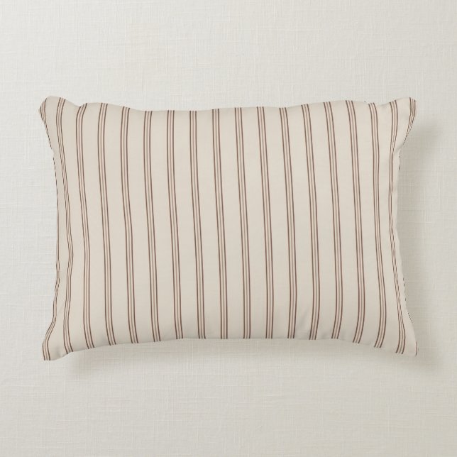 Almohada de rayas de tictac beige (Anverso)