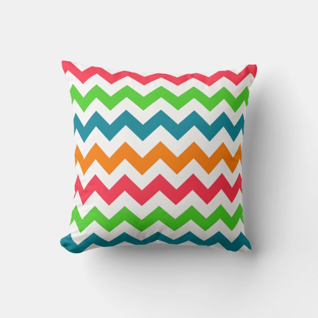 Almohada de rayas en zig-zag Chevron tropical (Anverso)